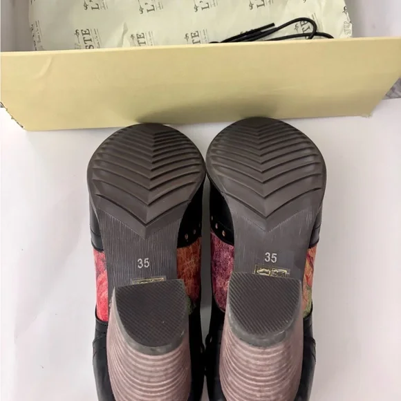 L’Artiste  / Spring Step  Heels - Black and Multicolor retro shoes , Oxford’s - Picture 9 of 10